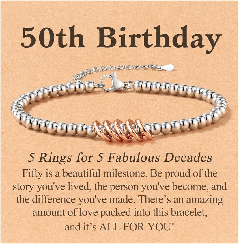 3 4 5 6 7 8 Decade Birthday Jewelry for Women Cool Happy Birthday Gift for 30 40 50 60 70 80 Year Old Women with Message Card Classy 30th-80th Birthday Gifts for Women, Rose Gold Charm Bracelet B0FH22JV4B