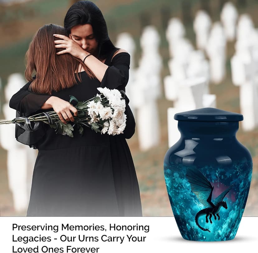 Dragon Small Memorial Urns for Human Ashes Adult Man - Keepsake Green Funeral Urn for Ashes for Women - Mini Blue Burial Urn for Mom & Dad - Cremation Urns for Human - 3 Inch B0FCMK3X17