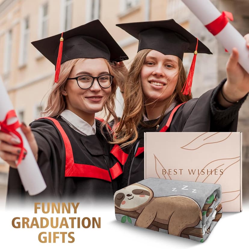 College Graduation Gifts, 2026 Grad Gifts for Master Degree, High School, PHD, Sloth Blanket,Graduation Decorations(50 * 60) Funny Graduation Gifts for Women, Her & Him, Practical Throw B0FQ5LJZVP