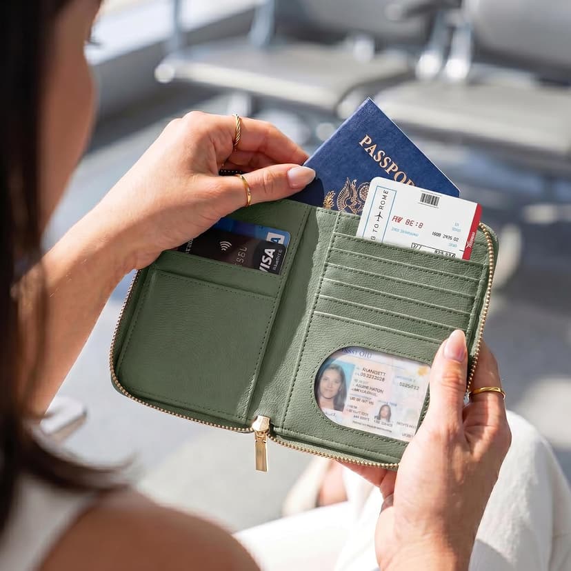 All-in-One Organizer for Women Holds up to 4 Passports, w Card Slots and Keychain - RFID Blocking Keeps Documents Safe Beautiful Passport Holder And Travel Wallet with Wristlet Strap B0FVNQP2BL