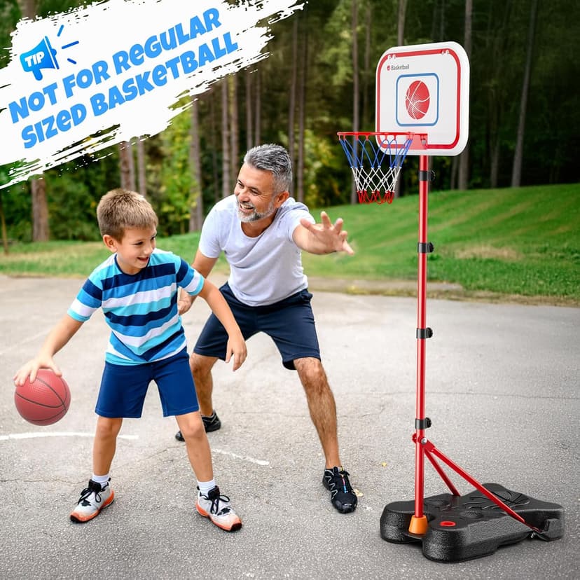 Adjustable basket ball Stand,Hanging Tee Baseball for Toddlers Boys Ages 2 3 4 5 6 7 8 Years Old, Outdoor Indoor Toys Gifts HopeRock 2 in 1 Kids Basketball Hoop and T Ball Set B0D53VWQGP