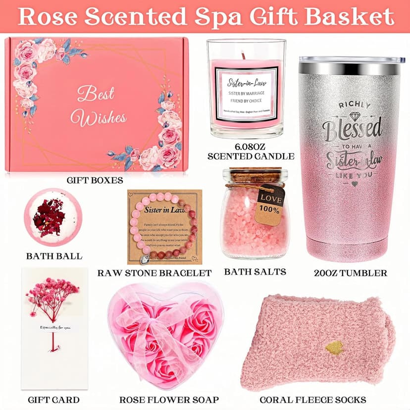 Sister in Law Gifts, Best Sister in Law Birthday Gifts, Mother's Day, Wedding Or Thanksgiving Day Best Gifts for Sister-in-Law, Sister-in-Law Spa Gift Basket Set