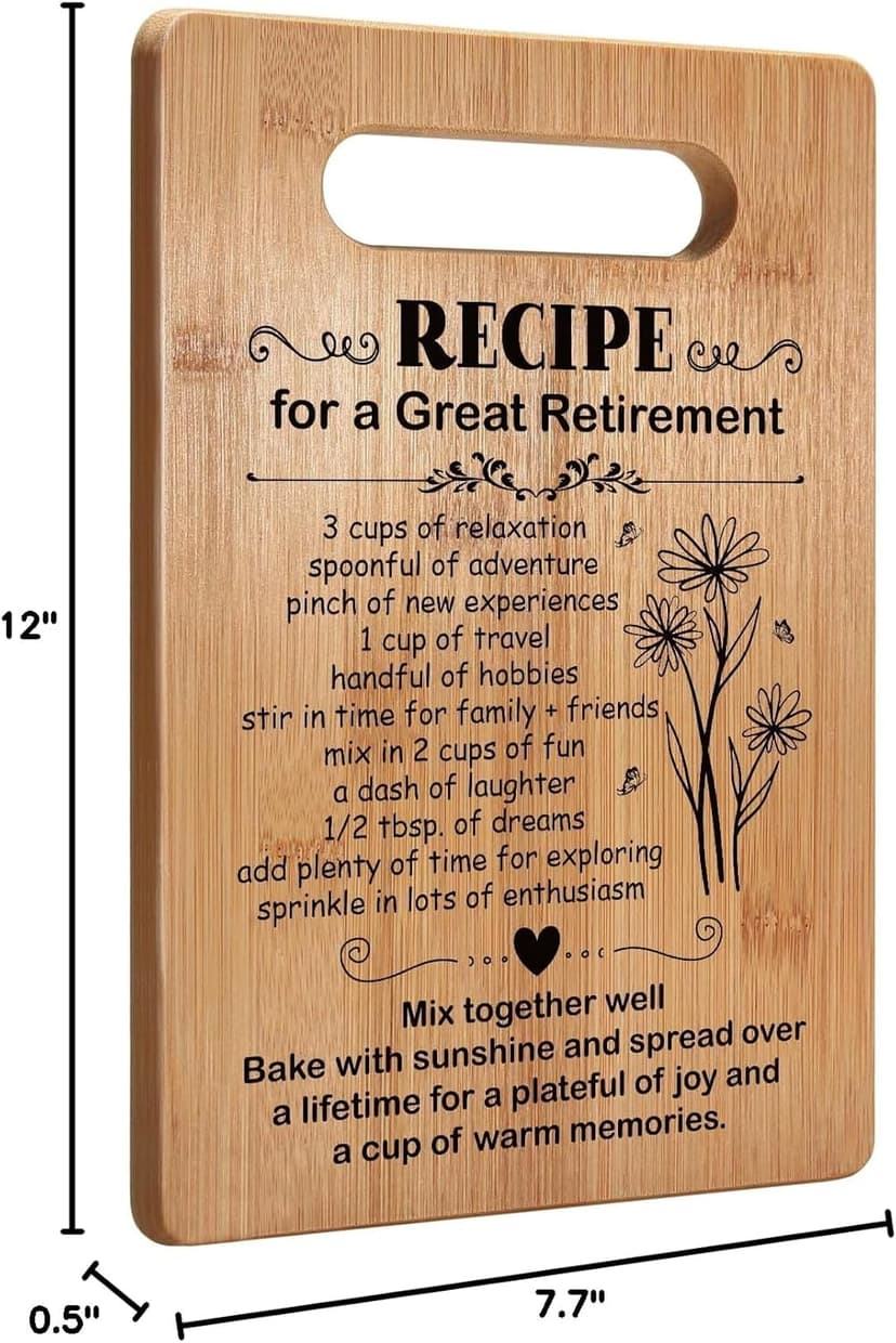 Retirement Gifts for Women 2025, Retired Cutting Board Gifts, Coworker Leaving Gifts for Women, Going Away Gifts for Coworker Boss Lady Leader Colleague Friends-Recipe for a Great Retirement