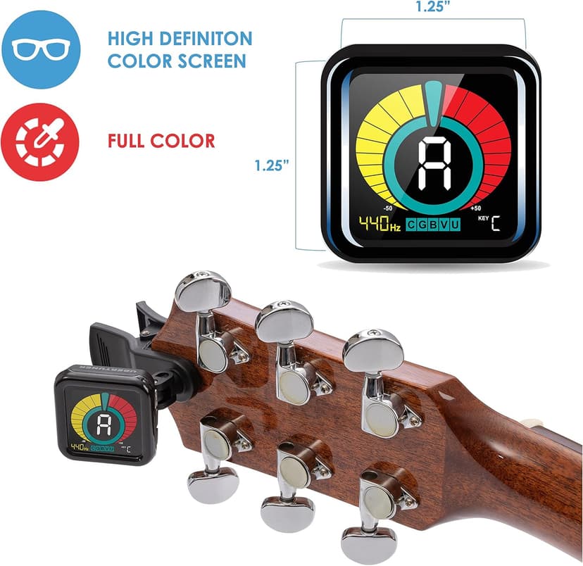 KLIQ UberTuner, Professional Clip-On Tuner for Guitar, Bass, Ukulele, Violin, Mandolin, Banjo & All Instruments, Fast & Accurate Chromatic Tuning with Multi-Key Modes, Black