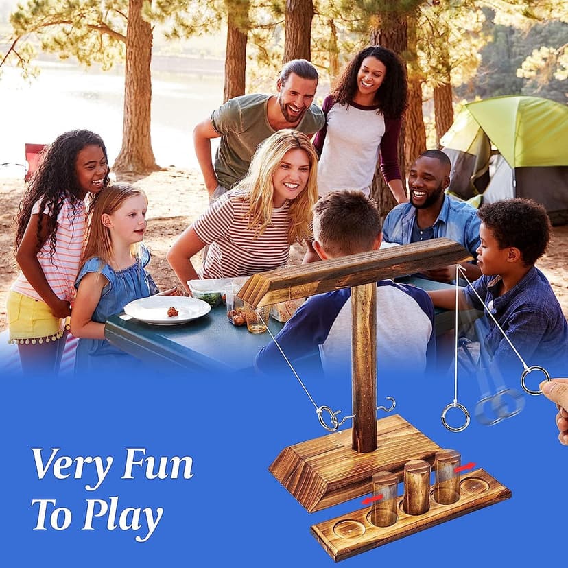 DreamToyz Ring Toss Games for Adults, Yard Games, Patio Decor, Outdoor Indoor Games, Wooden Hook and Ring Game for Bars, Home, Party, 15.7" X 13" Large Size