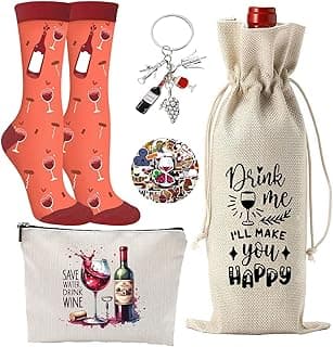Wine Gifts for Women,5pcs Gift Set for Wine Lovers,Birthday Present for Friends Sister, Wife, Mother With Funny Socks