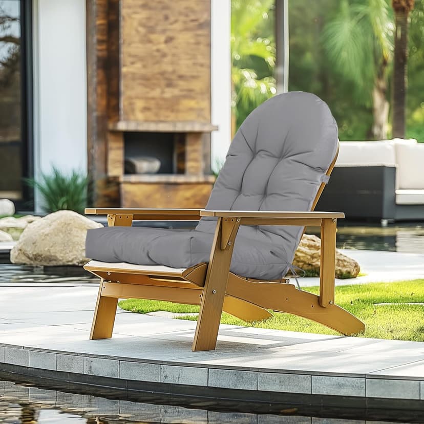 Adirondack Chair Cushion,Outdoor Waterproof Rocking Chair Cushion 44x19x4in Gray Non-Slip High Back Patio Chair Cushions, Comfortable Weather Resistance Seat Pad