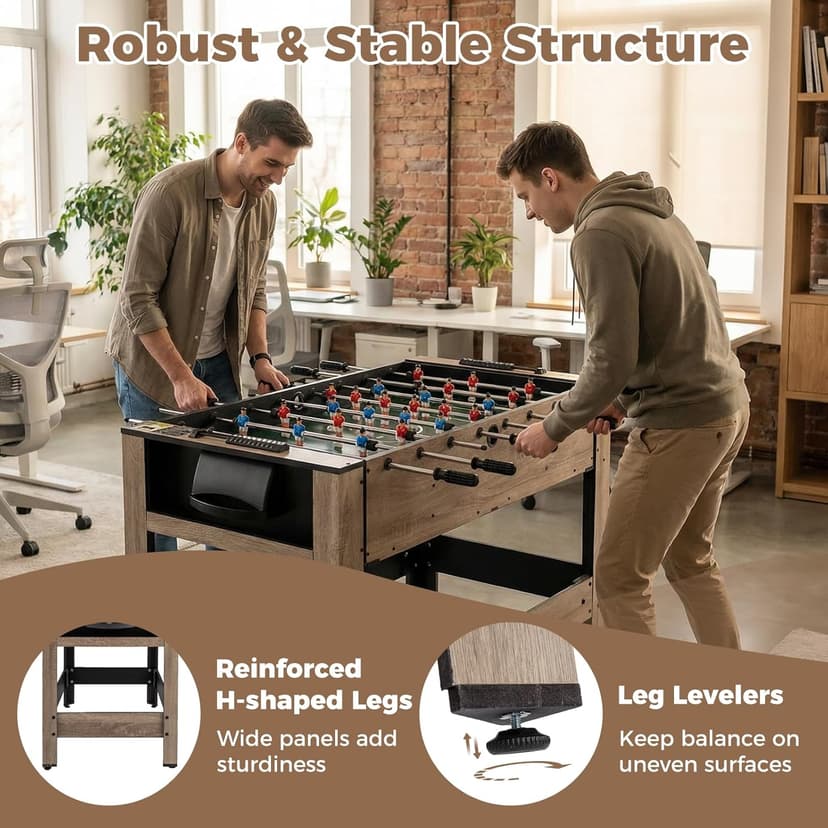 Goplus 2-in-1 Swivel Multi Game Table, 48” Combo Game Table with Foosball & Pool for Adults, Indoor Outdoor Combination Arcade Table for Home Game Room Party