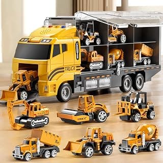 NIPLOOOW Kids Boys Construction Truck Vehicle Toy Set with Play Mat and Die-Cast Toy Car, Transport Carrier Truck for Kids 3-5, Birthday Gifts Toys for 3-8 Year Old Boys B0D7M51TRB