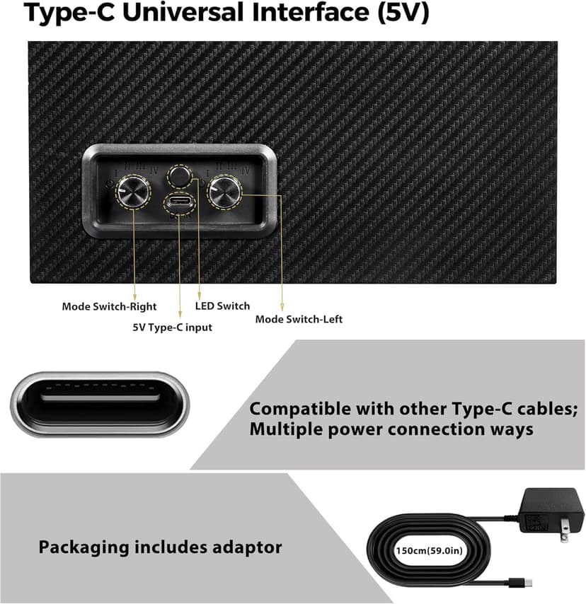 ANWBROAD ANWBROAD Watch Winder for Automatic Watches, Double Automatic Watch Winder Box with Quiet Japanese Motor, 4 Modes Dual Watch Winder wIth LED Light, Type-C Adapter, UJWW016C