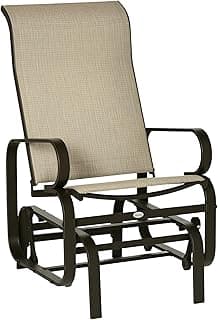 Outsunny Outdoor Glider Chair, Gliders for Outside Patio with Smooth Gliding Mechanism and Lightweight Construction for Backyard, Tan