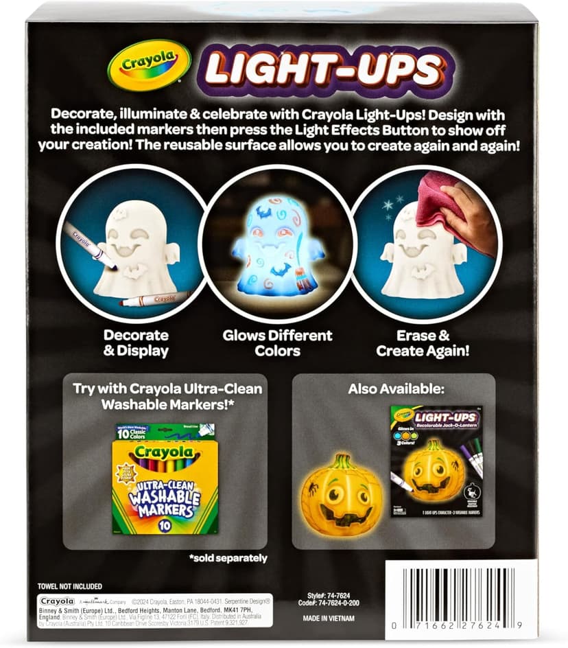 Crayola Light-Ups - Ghost, Reusable Coloring Toy & Craft Kit, Light Up Ghost, Cute Halloween Decor & Night Light for Kids, Halloween Toy, Ages 4+