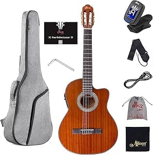 WINZZ AC309CE 39 Inches Cutaway Nylon-string Classical Electric Guitar Build-in Pickup Kit Set Online Lessons
