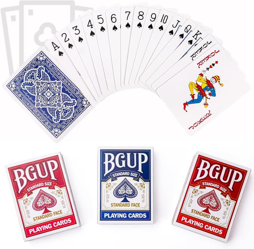 Playing Cards, 26 Decks of Cards Bulk Standard Size Poker Cards, Perfect for Classic Card Games, Party Games, Blackjack, Card Games for Families & Magic Performances (Red/Blue)