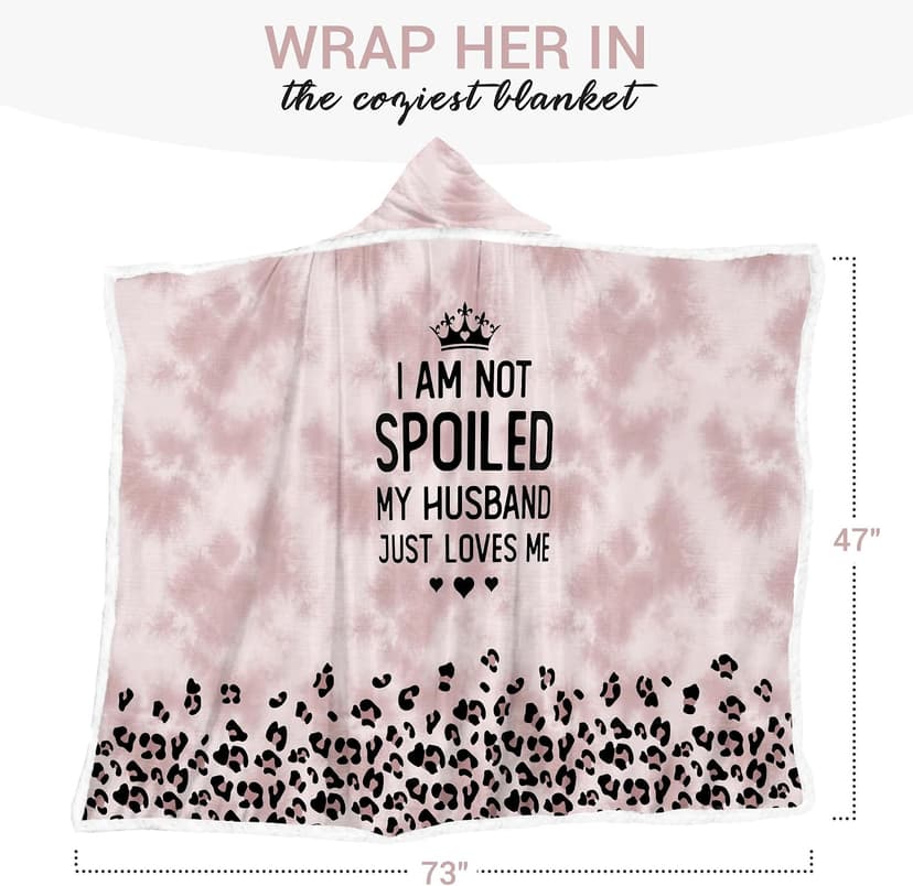 Spoiled Wife Fleece Wearable Blanket Hoodie - Mothers Day Gifts for Wife from Husband - Birthday Wife Gift Ideas B0CSDFLL6R