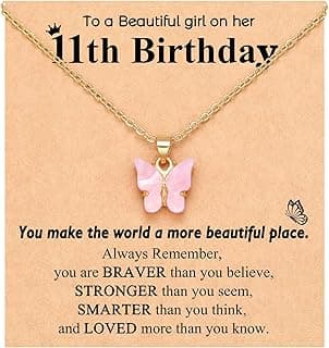 UNGENT THEM Happy 5th 6th 7th 8th 9th 10th 11th 12th Birthday Gifts, You Make The World A More Beautiful Place Butterfly Necklace Bday Presents