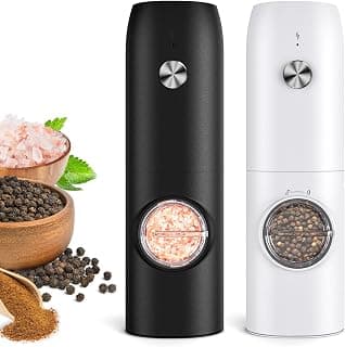 Electric Salt and Pepper Grinder Set, Rechargeable Automatic Salt and Pepper Shakers, Adjustable Coarseness Pepper Grinder with Led, Kitchen Appliances Gifts for Mom(Blackwhite) B0BQYVNKRV