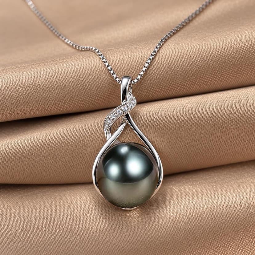 Gifts for Women Wife-Tahitian-Black-Pearl-Necklace-Gift for Wife Wedding Birthday Anniversary Jewelry-Mom Girlfriend Her Mothers Day Gifts for Mom Women Valentines Christmas Day