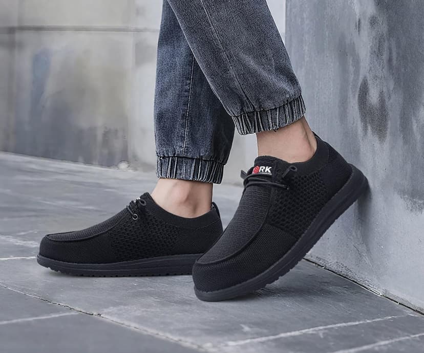 LARNMERN Slip On Steel Toe Shoes Men Lightweight Comfortable Lounging Walking Sneakers Steel Toe Loafers