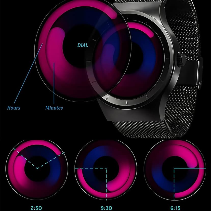 MASTOP Watches for Men Fashion Creative Liquid Movement Original Design Starry Sky Vortex Watch Men Steel Mesh Men's Watch Clock Round Unique Wristwatch Minimalist Gradient Color