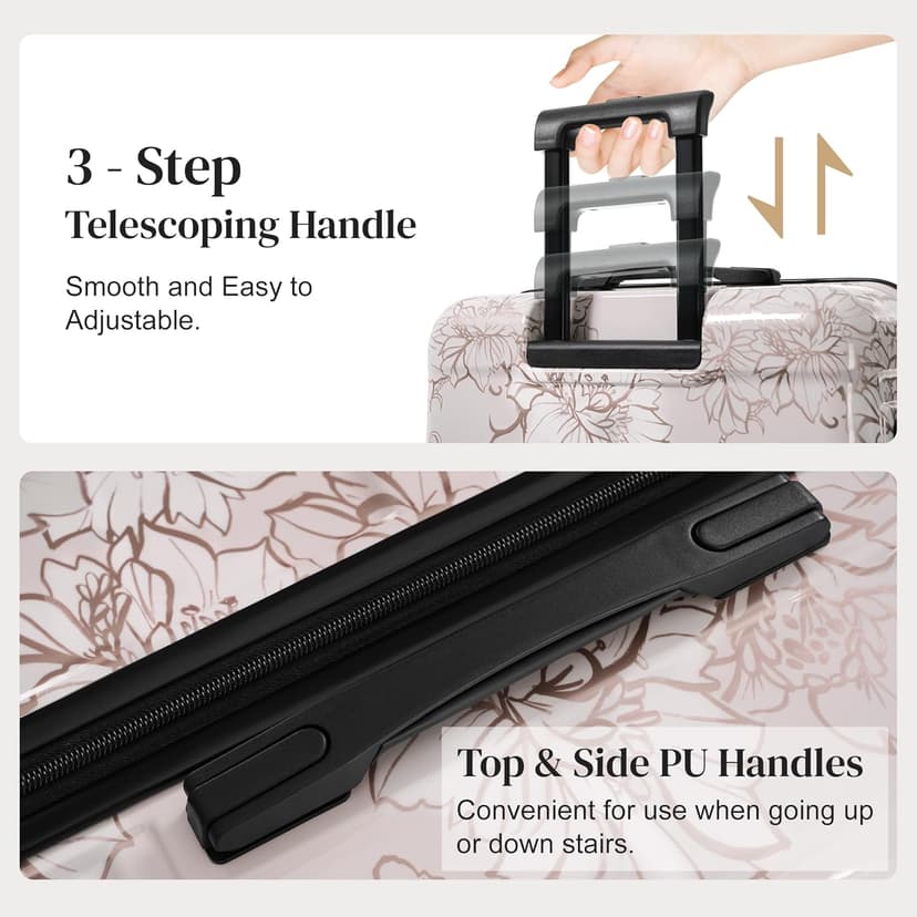 Merax 5 Piece Luggage set of printing hard shell suitcases with Double Spinner Wheels Suitcase with Lock 8" 14" 20" 24" 28"