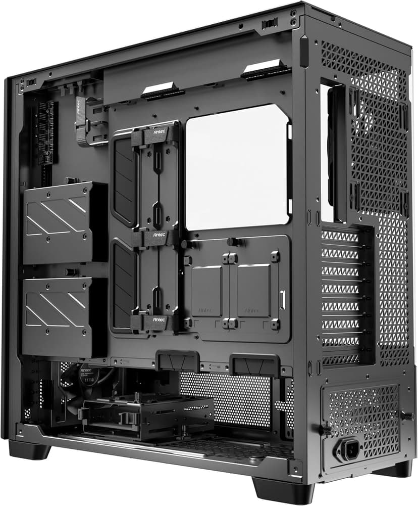 Antec Flux Pro, 6 x PWM Fans Included, High-Airflow Front Panel with Walnut Wood, iShift PSU 90° Mount, USB3.0 x 2, Type-C, 420mm Radiator Support, Temp. Display, Full-Tower E-ATX PC Case