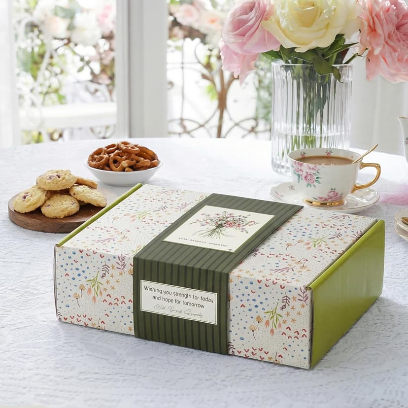 Bereavement care package with assorted snacks for loss of a loved one, funeral, memorial, or condolences. Kosher shiva. Broadway Basketeers Sympathy Gift Box & Condolence Care Package B0DM6Q61D2