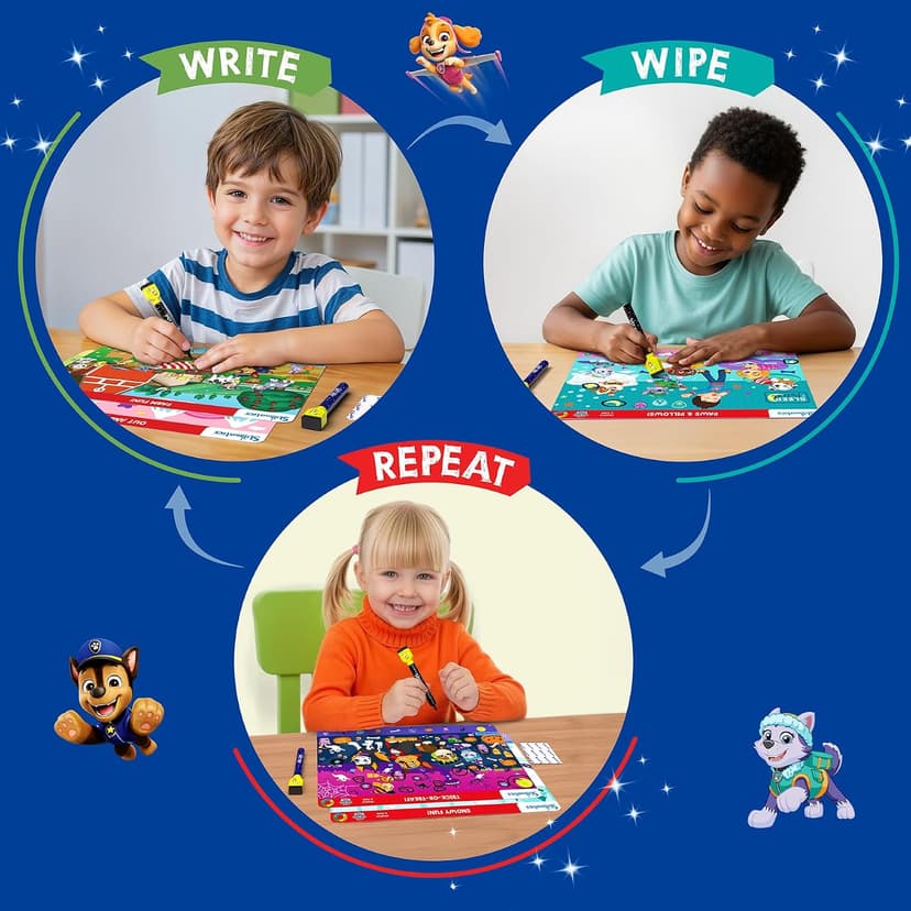 Reusable Write & Wipe Mats, Learning Games, Educational Toy for Toddlers, Kids, Boys & Girls Ages 3, 4, 5, 6 Skillmatics Search and Find PAW Patrol, Preschool Activity, Christmas Gift B0FQVC9MGX