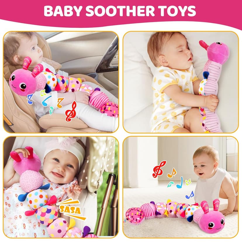 KMUYSL Baby Toys 0-6 6-12 Months, Sensory Music Animal Stuffed Toy for 0 1 2 3 4 5 6+ Months, Plush Toy with Crinkle and Rattles for Infant Newborn, Tummy Time Toys Gifts for 0-3-6-12 Month