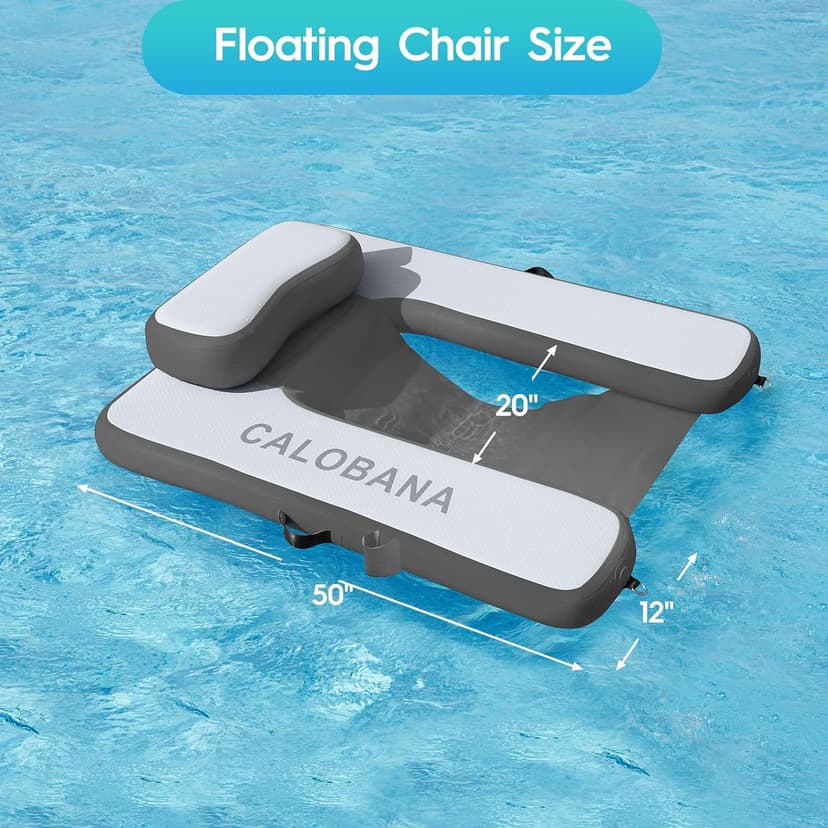 CALOBANA Inflatable Floating Chair, Heavy Duty Pool Floats Adult Lounger, Portable Water Float Chair for Swimming Pool, Lake and Beach