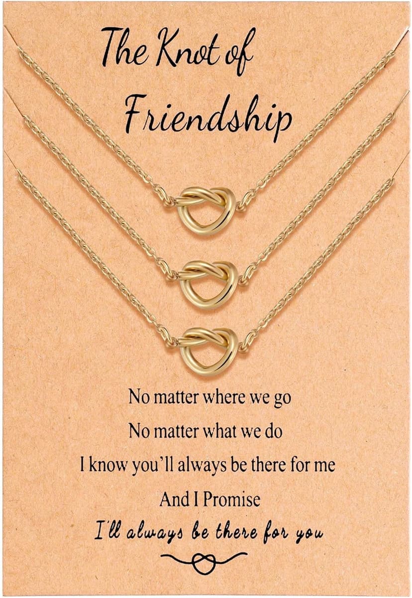 Ralukiia BFF Friendship Knot Infinity Necklace for 2 Best Friend Long Distance Birthday Jewelry Gifts for Her Women Bestie