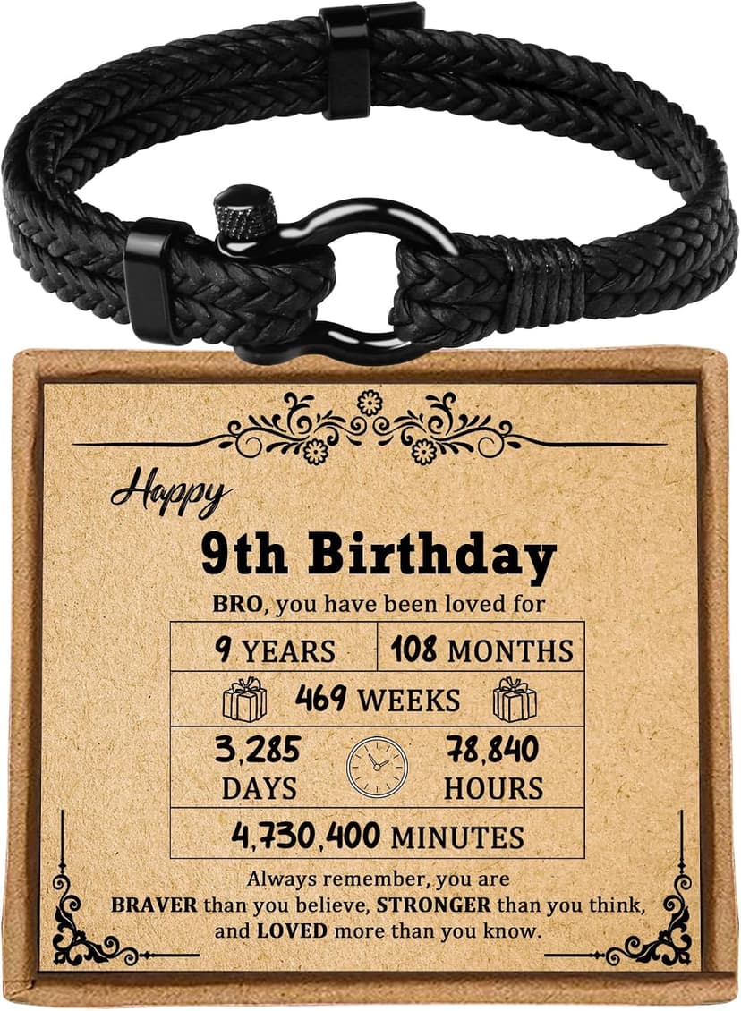 Adjustable Triple Protection Bracelet with Inspirational Card and Gift Box, Birthday Gifts for Him Boys Men Boyfriend Sereney 9-60 Year Old Boy Birthday Gifts, Bracelet for Brother Men and Son B0CD7PTWG4
