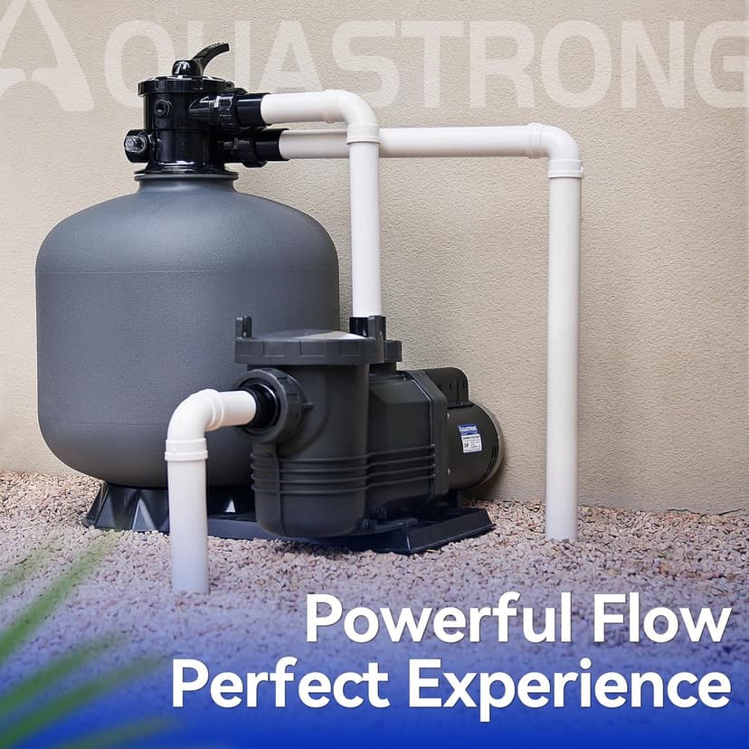 AQUASTRONG In/Above Ground Pool Pump Pure Copper Motor Energy Efficient High Flow Powerful Self Primming Swimming Pool Pumps with Filter Basket, Grey