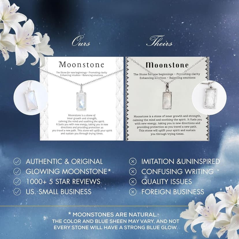 HOPE LOVE SHINE New Beginnings Rainbow Moonstone Sterling Silver Necklace for Women