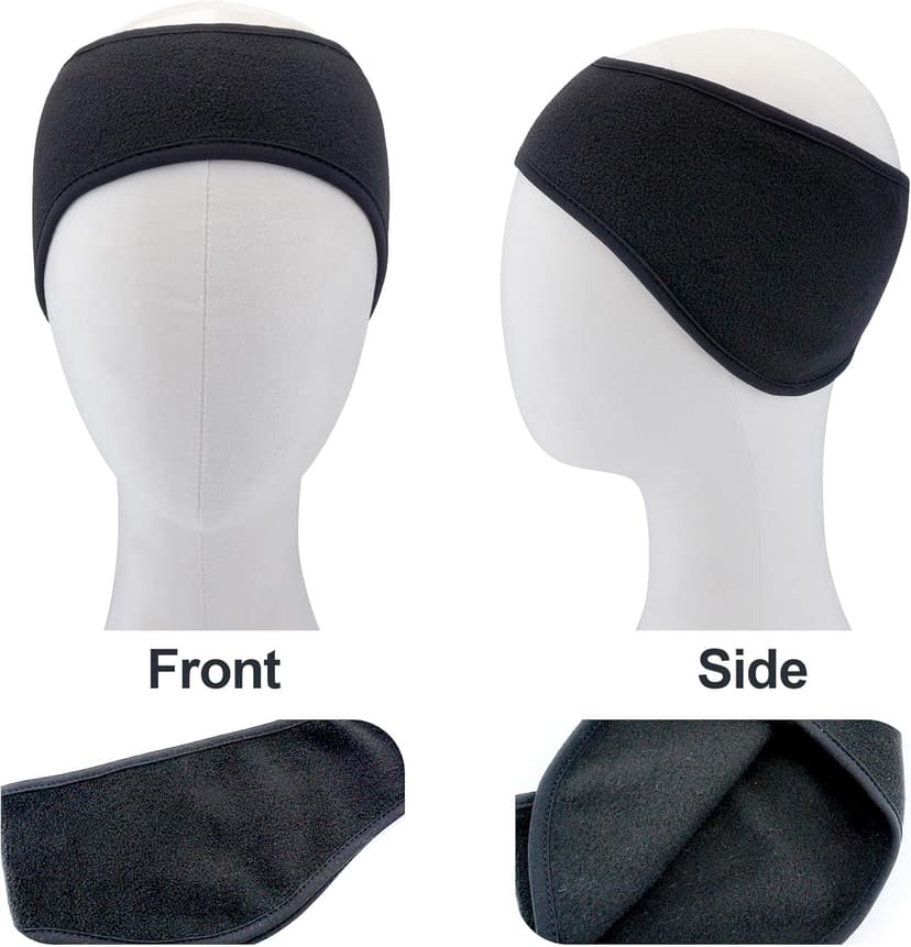 Medsuo 2 PCS Fleece Ear Warmers for Men Women, Soft Earmuffs Comfortable Winter Headband Ear Muffs Warm Ear Covers for Cold Weather Running Cycling Ski (Black)