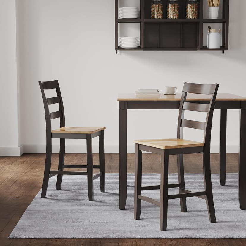 Signature Design by Ashley Gesthaven Counter Height Barstool, Set of 2, Adjustable Levelers, Solid Wood Frame, Natural/Brown