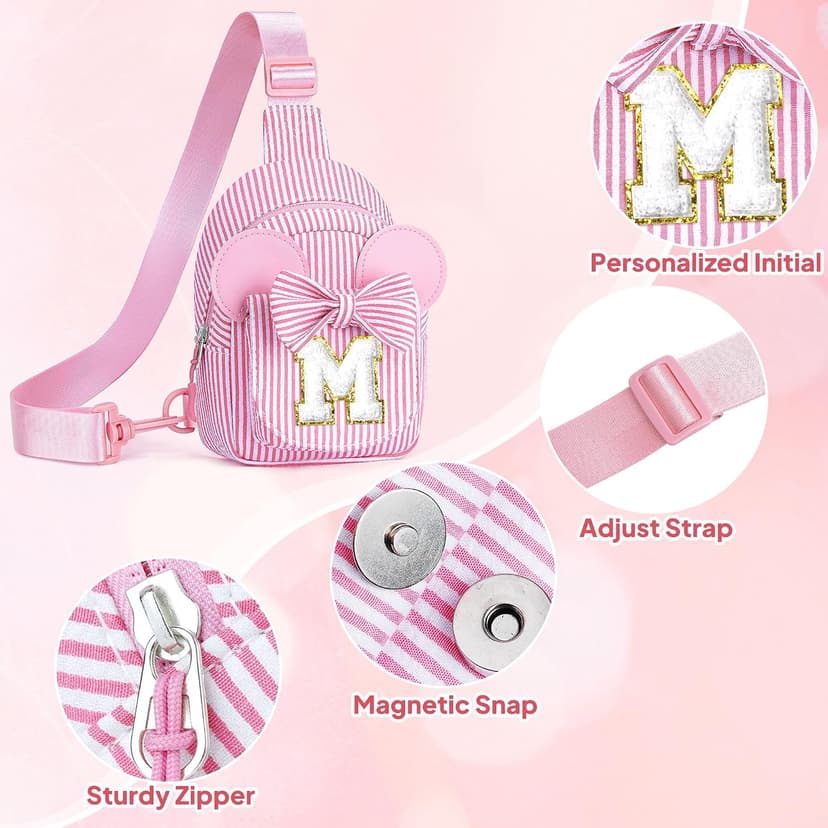 Personalized Gifts for Girls Sling Bag Purse for Toddler, 2 3 4 5 6 7 8 Year Old Girls Crossbody Bag Toddler Purse Anoup Gifts for 2 3 4 5 6 Year Old Girl Sling Bag for Girls Kids, Pink E B0GY869KBQ