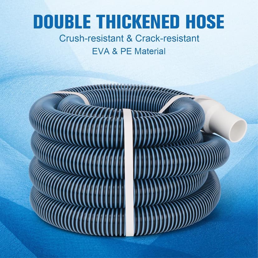 Pool Vacuum Hose With Swivel Cuff 1-1/2" Diameter 18FT Flexible Heavy Duty Pool Vacuum Cleaning Hose Perfect for Above&In Ground Swimming Pool