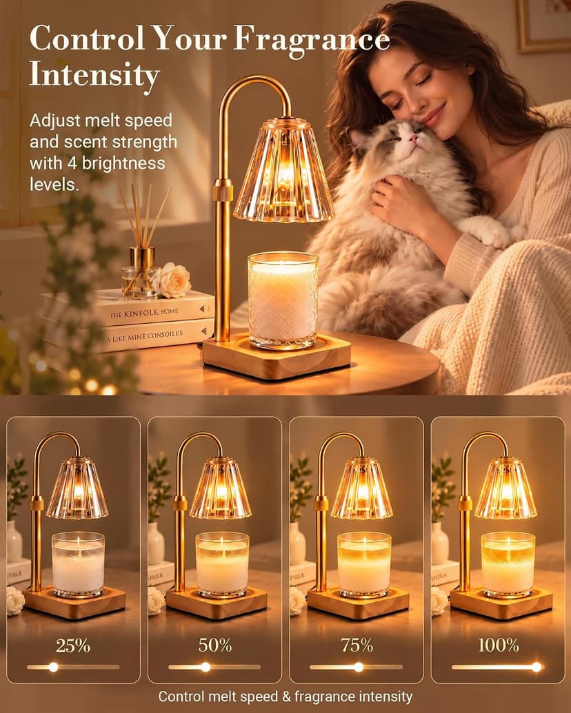 Candle Warmer Lamp with Timer Dimmer, Birthday Gifts for Mom Women Friend Sister, House Warming Gifts, Vintage Clear Wax Melt Warmer, Fall Decorations Office Apartment Dorm Room Home Decor