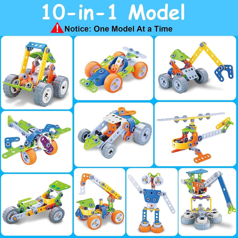 10 in 1 STEM Toys for 4 5 6 7 8+ Year Old Boy Girl Birthday Gifts Building Toys for Kids Ages 4-8 5-7 6-8 Preschool Educational Stem Activities for Boys 3-5 4-6 8-10 Creative Games Christmas Idea Gift