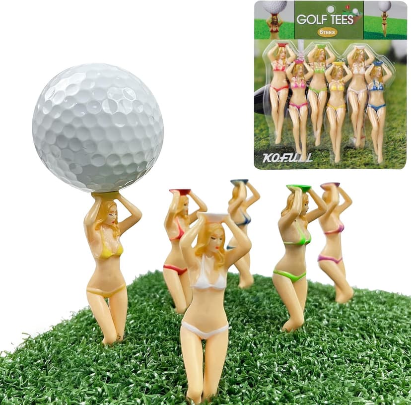 3 inch Plastic Tee, Golf Practice Novelty Tees, White Elephant Stocking Stuffer Gifts for Him, Golfer Fun Gift, 6 per Set KOFULL Golf Tees, Funny Golf Tees for Golf Gifts, Golf Accessories for Men B07RNY735R