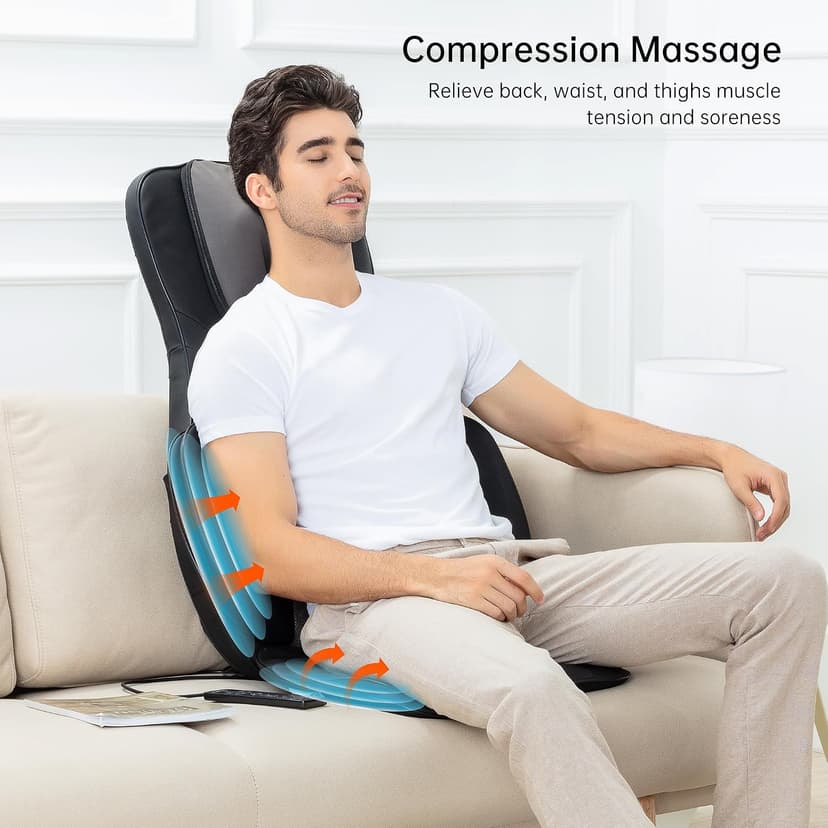 Snailax Neck Back Massager with Heat, Full Body Massage Chair Pad, Adjustable Compression, Rolling, Shiatsu Massage Seat Cushion, Chair Massagers,Gifts for Women, Man (Upgrade)