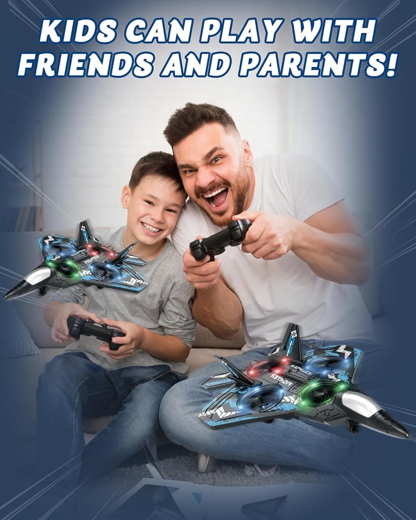 JoyRapt Drones for Kids Form RC Plane, Remote Control Airplane, Aircrafts Toys for Boys, Jet Helicopter Drones with LED Lights 360° Flip, Gifts for 6 8 10 Year Old Boys, 2 Rechargeable Batteries