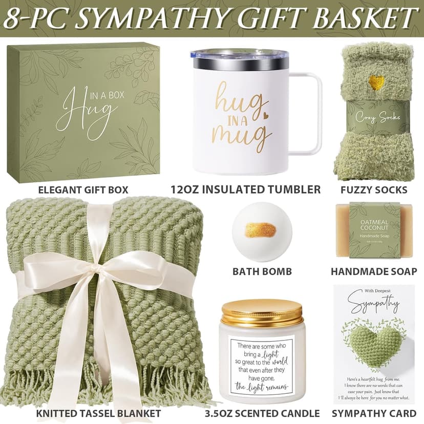 Sympathy Gift Baskets Sympathy Gifts for Loss of Loved One Mother Father Husband Mom Dad, Memorial Condolences Grief Bereavement Gift Ideas for Loss, Miscarriage Gifts for Mothers Women Care Package