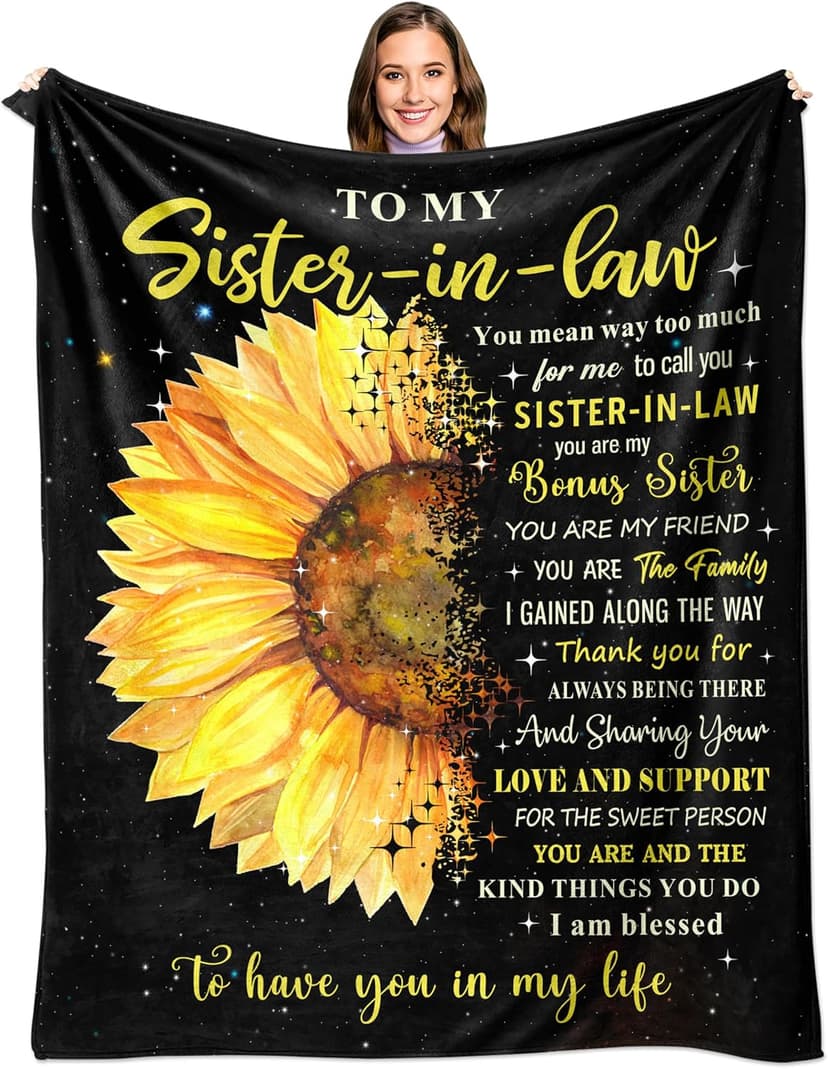 puekrtoa Christmas Sister in Law Birthday Gifts, Xmas Gift for Sister in Law for Women, Best Sisters-in-Law Wedding Gift Ideas, Sisters in Law Throw Blanket 60"X50"