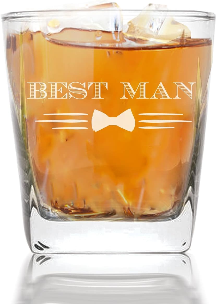 My Personal Memories Bow Tie 9 oz Whiskey Rocks Gift Glass for Groomsmen, Best Man and more (Best Man) B0BGMGY4F2
