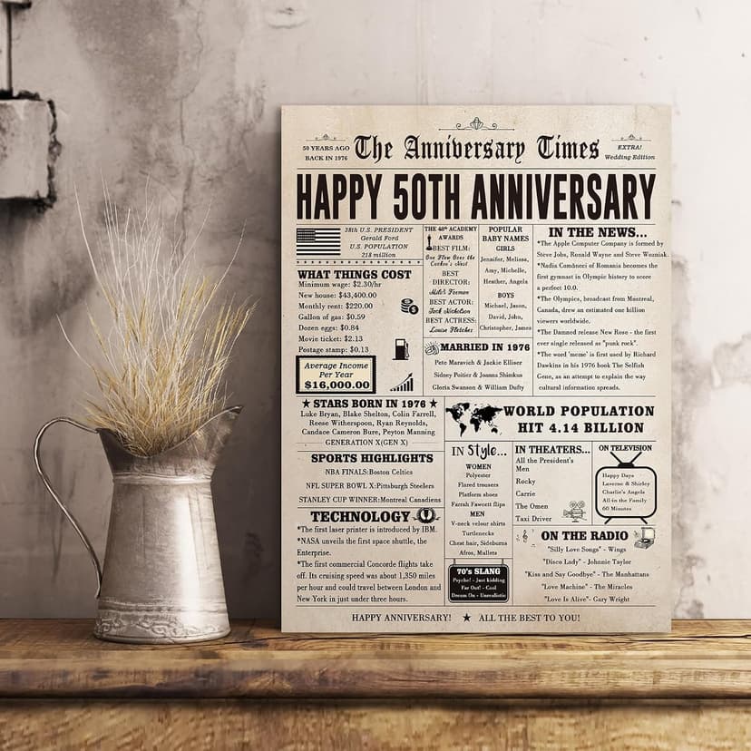 Jumbo 50th Anniversary Card for Women Men, Funny 50th Wedding Anniversary Decorations for Mom Dad, Romantic 50 Year Anniversary Card Gift for Wife Husband, Golden Wedding Gift
