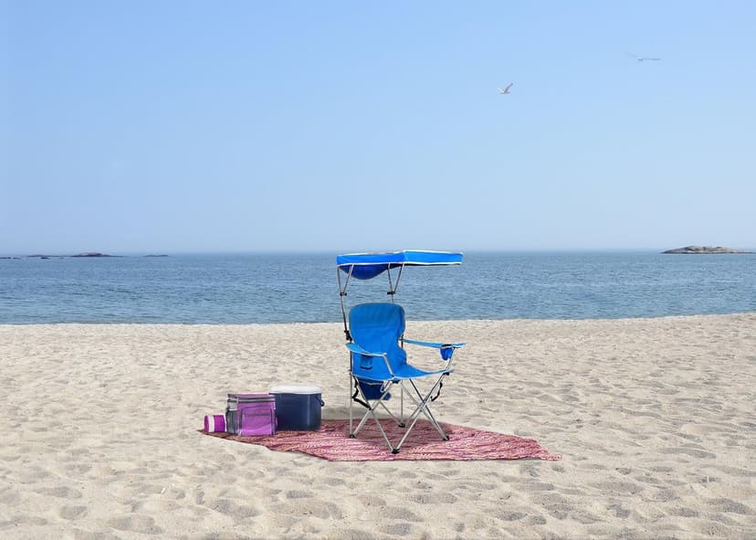 Quik Shade Full Size Shade Folding Chair for Camping, Polyester, Arm Rest|Foldable, Royal Blue, 2'L x 3'W x 4.3'H (160048DS)