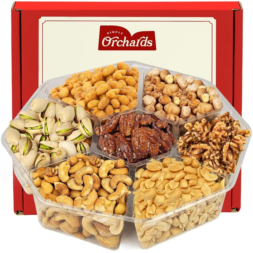 7 Sectional Platter With a Variety of Freshly Roasted Nuts, Beautifully Packaged Gift for Birthday Nuts Gift Basket B0CGVVR2H9