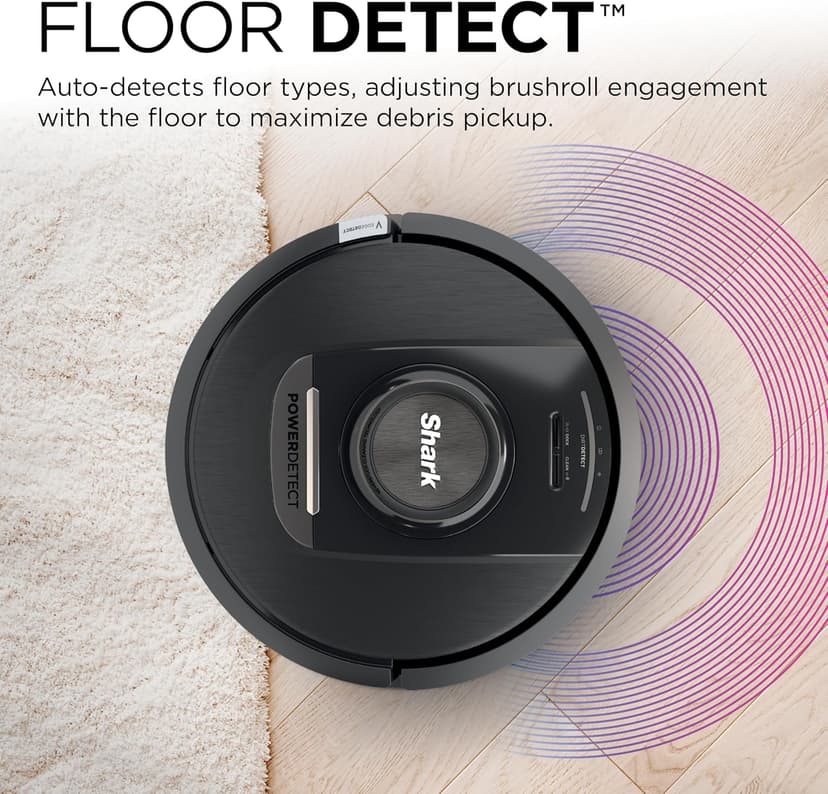 Shark PowerDetect Self-Empty Robot Vacuum with NeverStuck Technology, Auto Deep-Clean Carpets & Hardfloors, 30 Day Capacity HEPA Bagless Base, for Pet Hair, WiFi Black, AV2820S